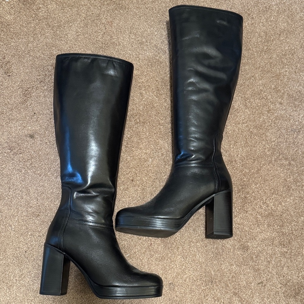 Black Leather tall Boots